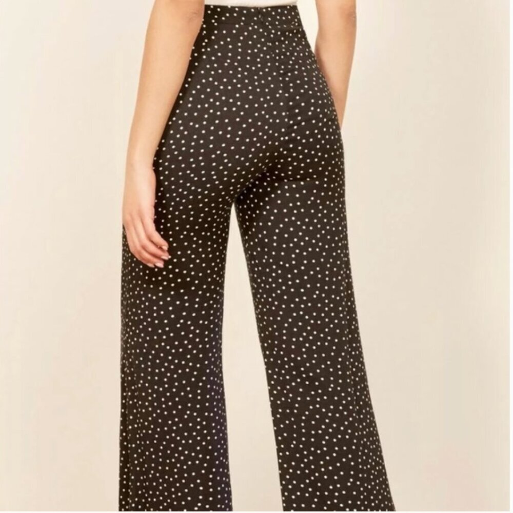 Reformation - Black Polka Dot Fabric WIde Leg Pants - 4 - Picture 12 of 12
